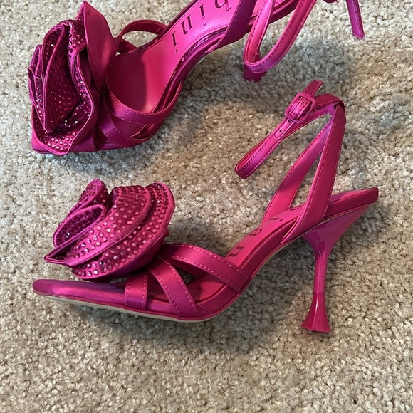 Gianni Bini Iman Rhinestone flowers rose square toe dress sandal shoe heel 6 - Picture 4 of 7